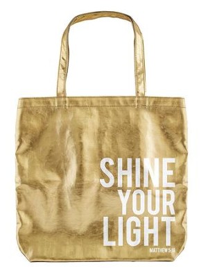 white and gold tote bag