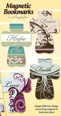 Hope, Peace, Love, Faith--Magnetic Cross Bookmarks, Set of  4  - 