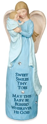 Blessed New Baby Angel Figurine, Blue  - 