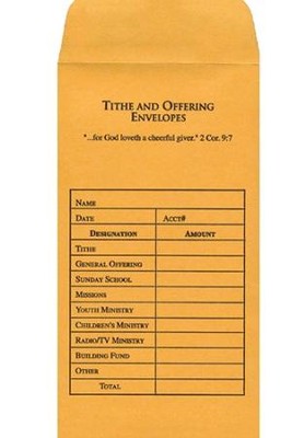 Tithe/Offering/Missions/Other Offering Envelope Box of 100 