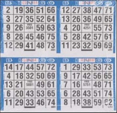 Bingo Paper - 125 sheets/4 games per sheet  - 