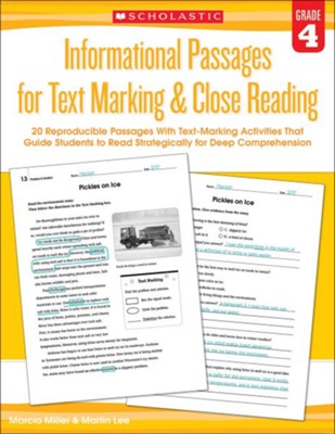 Informational Passages for Text Marking & Close Reading: Grade 4  -     By: Martin Lee, Marcia Miller
