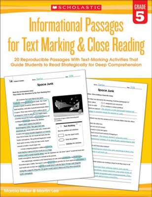 Informational Passages for Text Marking & Close Reading: Grade 5  -     By: Martin Lee, Marcia Miller
