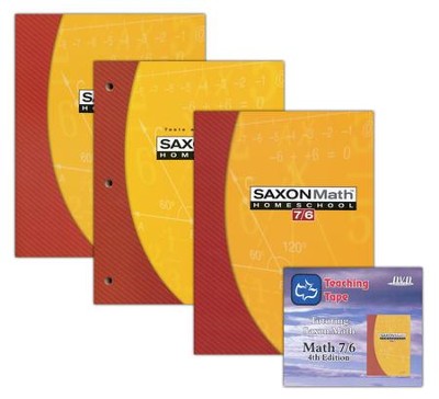 Saxon Math 7/6, 4th Edition Home Study Kit & Teaching Tape Technology DVD Set Bundle  - 