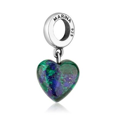 Azurite Heart Hanging Charm Bead  -     By: Marina
