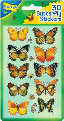 3D Butterfly Stickers, Pack of 10  - 