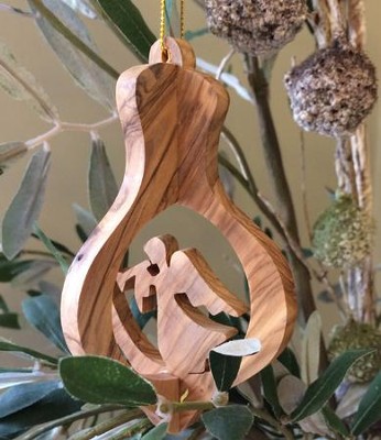 Angel 3-D Olive Wood Ornament, Large   - 