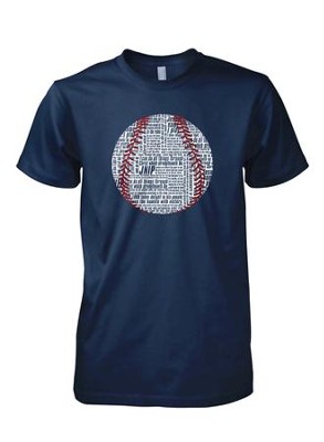 Baseball Word Shirt, Navy, Large  - 