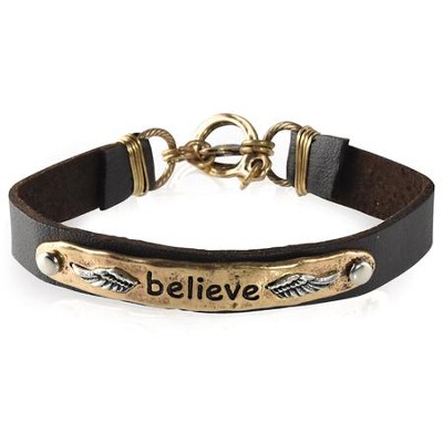 Believe Leather Bracelet, Gold  - 