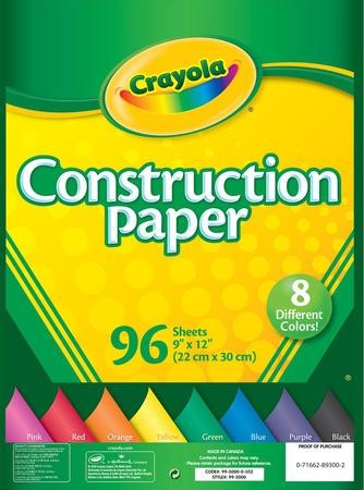 Crayola Construction Paper, Arts And Crafts, School Supplies, 96 Count