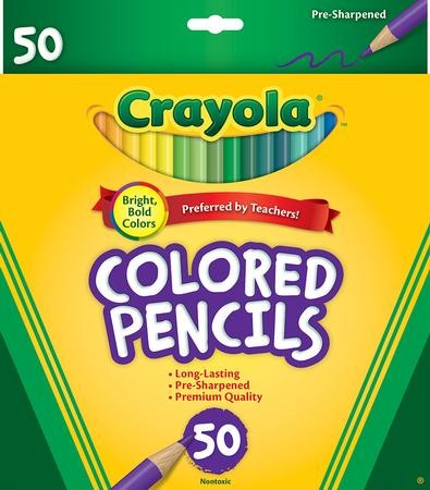 50 Count Gift Assorted Colors Crayola Colored Pencils 