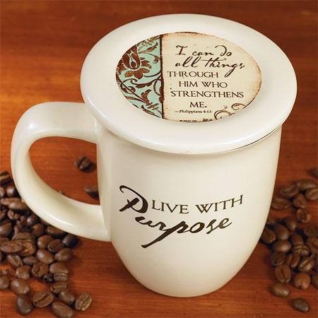 Woman of Faith Mug and Lid/Coaster Set, Christian Gifts for Women,  14-ounces, Microwave and Dishwasher Safe, by Abbey & CA Gift