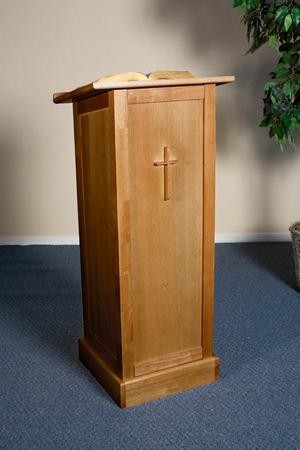 Full Lectern with Shelf, Hardwood Maple with Pecan Finish ...