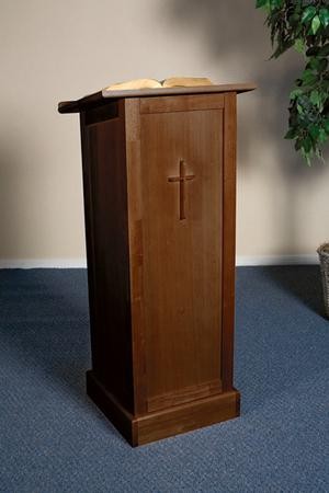 Full Lectern with Shelf, Hardwood Maple with Walnut Finish ...