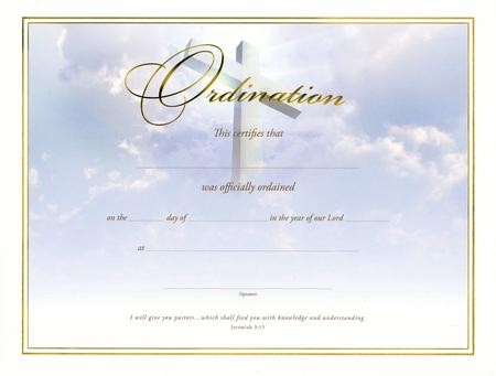 Pastors Ordination Certificates (jeremiah 3:15), Pack Of 6 