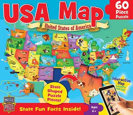 Jigsaw Puzzle USA MAP 50 United States of America 60 Pieces 