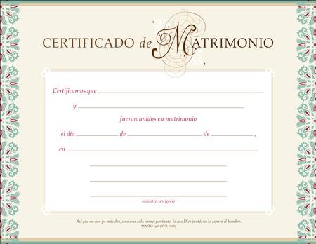 Certificado de matrimonio editable