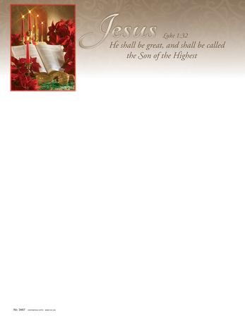 Christmas--Poinsettia, Bible, Candles Letterhead, 100 - Christianbook.com