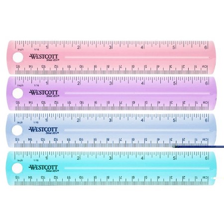 6 Plastic Ruler, Assorted Colors