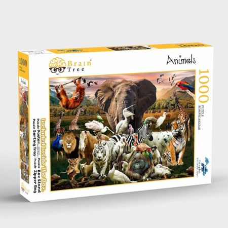 Brain Tree: Animals 1000 Piece Puzzle for Adults, with Droplet ...