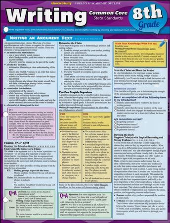 Common Core Writing: 8th Grade, Laminated Guide: Gail Riley ...