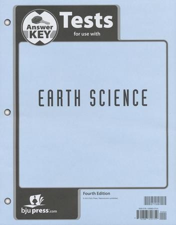 BJU Press Earth Science Grade 8 Test Pack Answer Key, 4th Edition ...