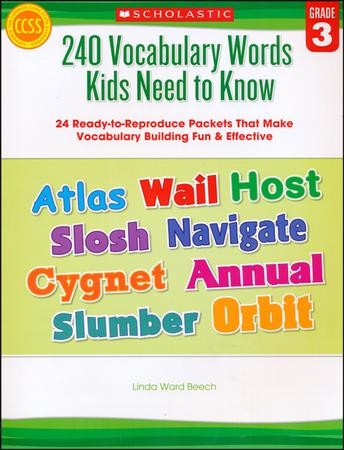 240 Vocabulary Words Kids Need to Know: Grade 3: 24 Ready-to-Reproduce ...