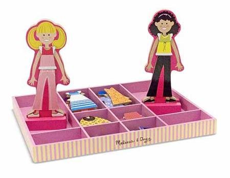 Melissa & Doug Abby and Emma Deluxe Magnetic Wooden Dress-Up Dolls Play Set (55+ Pcs)