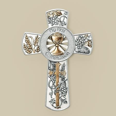 My First Communion Wall Cross Gold And Silver Christianbook Com