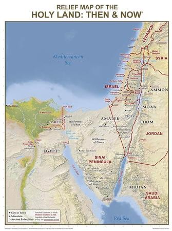 Holy Land Relief Map: Then and Now Laminated Wall Chart: 9781628621624 ...