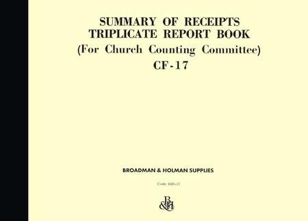 #CF17 Sunday School-Summary Of Receipts Book Package of 50 