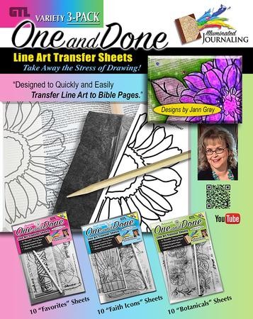 One and Done 3-Pack, Line Art Transfer Sheets 