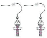 Trinity Cross Earrings, Purple Crystals