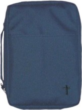 Embroidered Canvas Bible Cover, Navy, Medium
