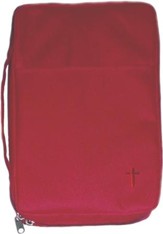 Embroidered Canvas Bible Cover, Red, Medium
