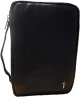 Genuine Leather Bible Cover, Black, Large