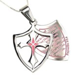 Trust, Shield Cross Necklace, Pink