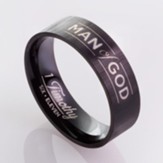 Man of God, Men's Stainless Steel Ring, Black, Size 12