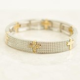 Beaded Texture Stretch Bracelet, with Crosses