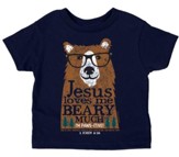 Jesus Loves Me Beary Much Shirt, Navy, 3T