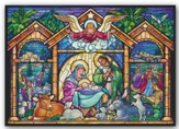 Stained Glass Nativity, Christmas Cards, Box of 15