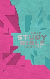 NKJV Study Bible for Kids--soft leather-look, pink/teal - Imperfectly Imprinted Bibles