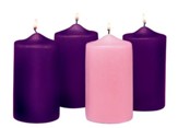Advent Pillar Candle Set/ 3 purple, 1 pink (3 x 6)