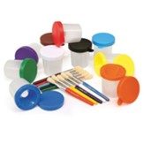 Paint Cups with Brushes, 10 Assorted Colors, 7-1/4 Brushes & 3 Dia. Cups, 20 Pieces