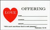Love Offering Envelopes, Hebrews 13:16, 4.25 inch x 2.125  inch, Small, Package of 100