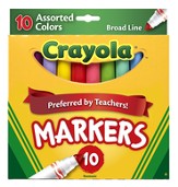 Crayola, Broad Line Markers, Assorted, 10 Pieces