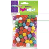 Glitter Pom Pons, Assorted Colors, 1/2, 80 Per Pack, 6 Packs