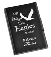 Personalized, Metal Business Card Holder, Like Wings On Eagles, Black