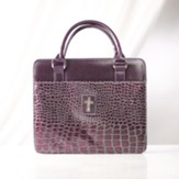 Croc-Embossed Purse Style Bible Cover, Purple, Large