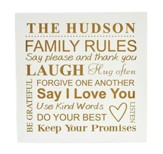 Personalized, Wooden Sign, 10x10, Family Rules, White